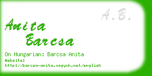 anita barcsa business card